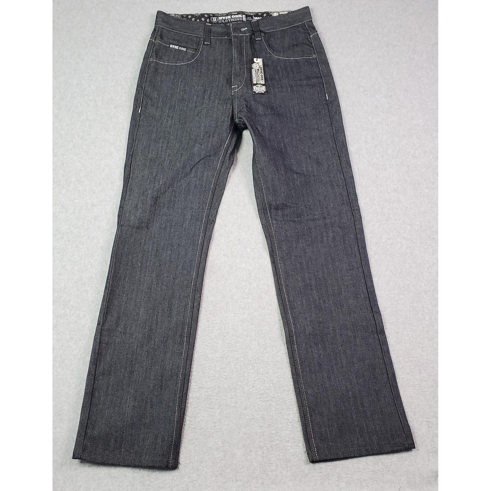 Dyse One Jeans Tag Sz 34x32 Fits 32X32 Blue/Gray Straight Leg Graphic Pocket NEW